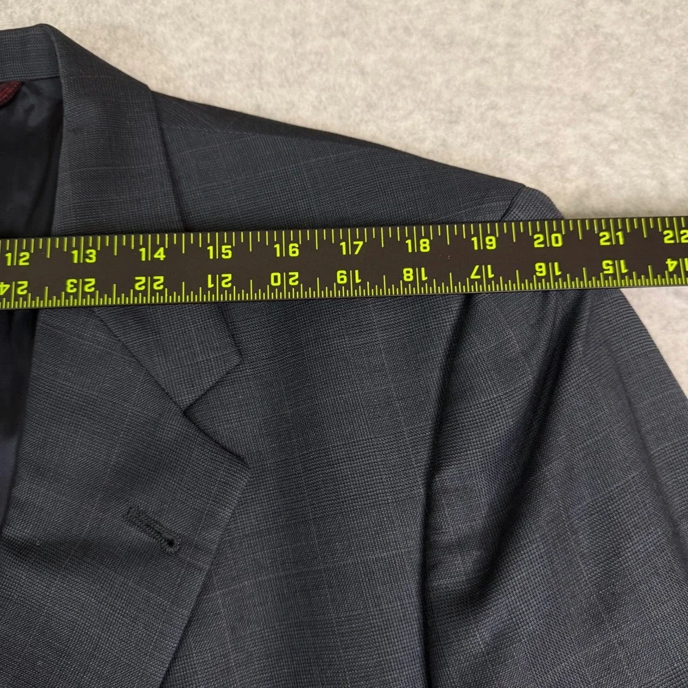 Hart Schaffner Marx Dillard's Mens 44R‎ Blazer Pure New Wool Glen Plaid Charcoal